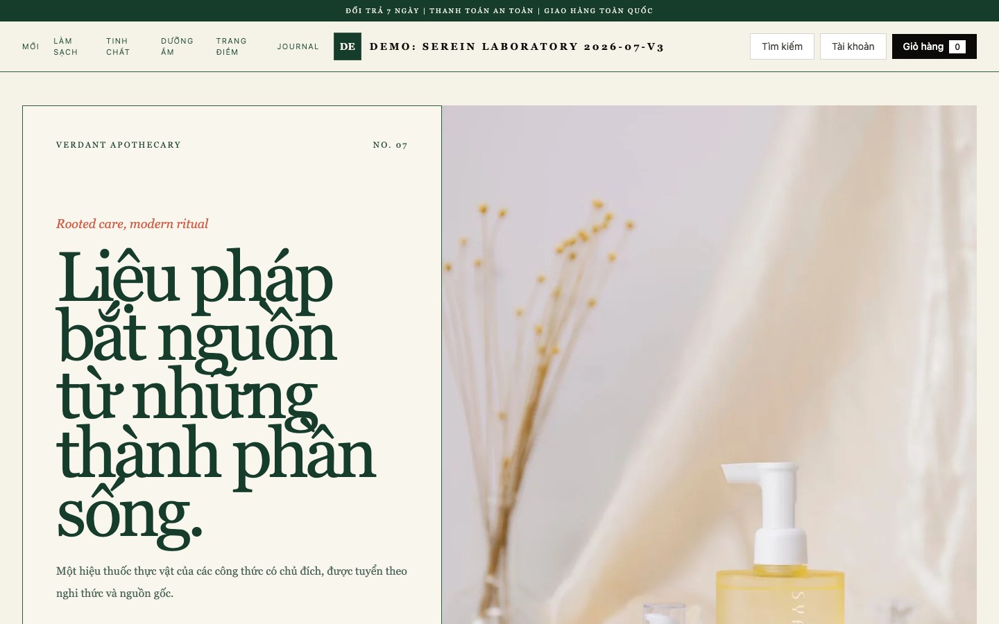 Giao diện website Beauty Botanical Apothecary