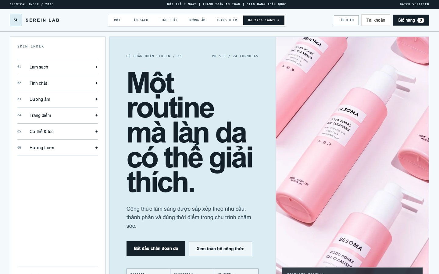Ảnh chụp thực tế giao diện Beauty Clinical Lab