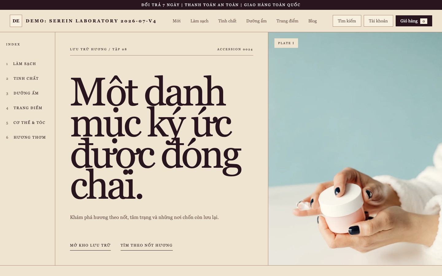 Ảnh chụp thực tế giao diện Beauty Scent Archive