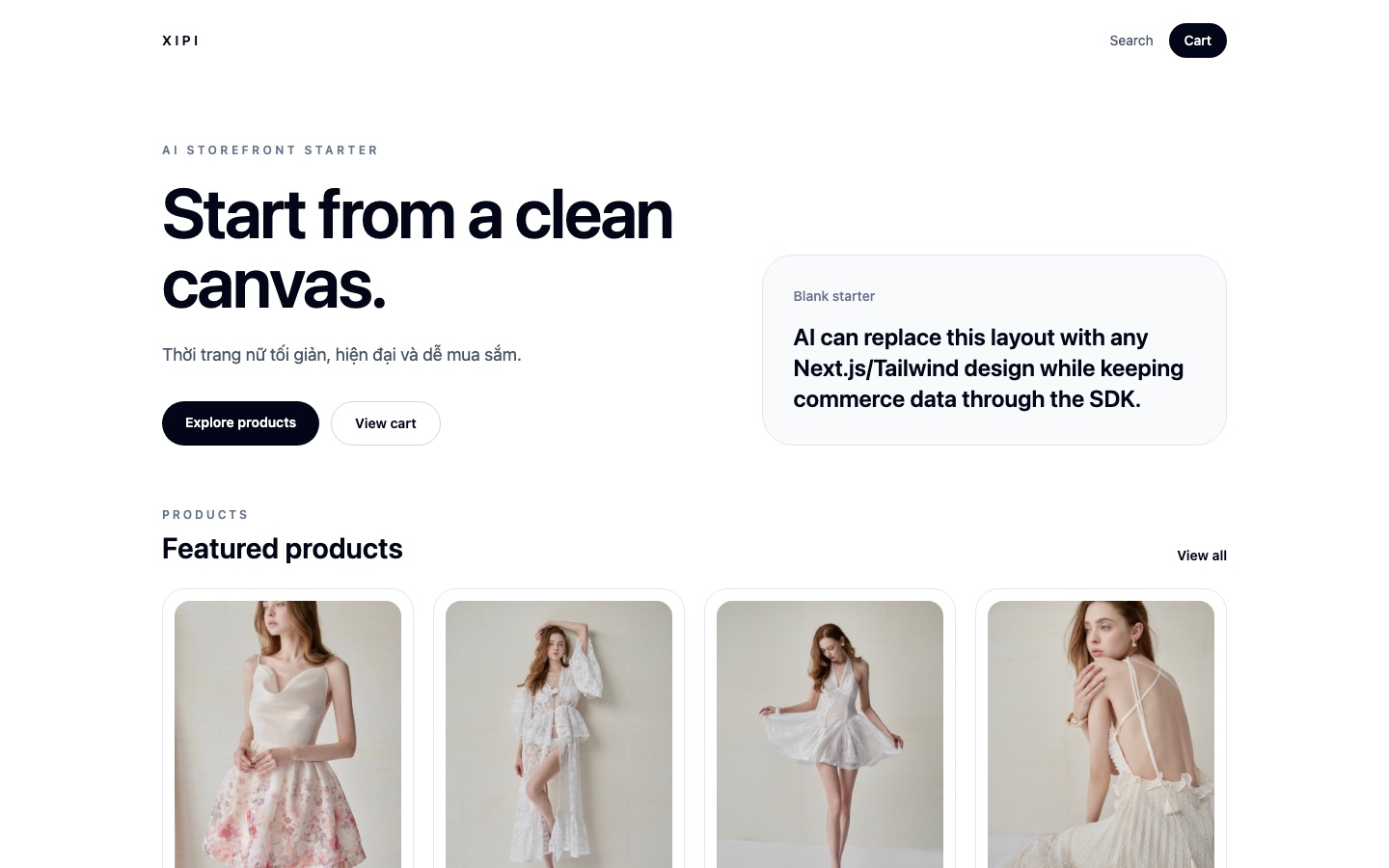 Giao diện website Basic Commerce Starter