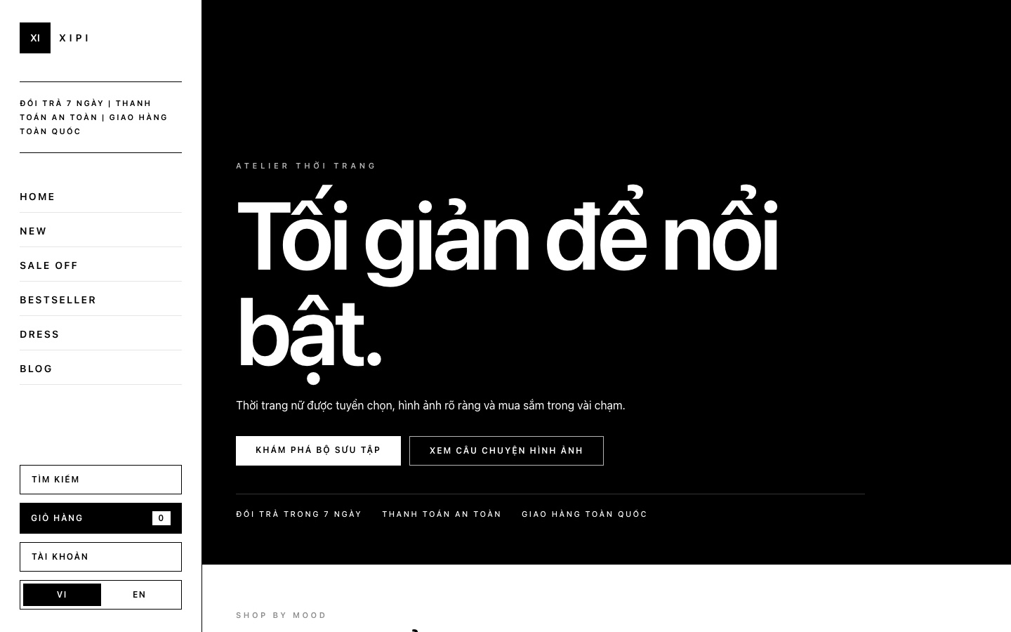 Ảnh chụp thực tế giao diện Fashion Sidebar Monochrome