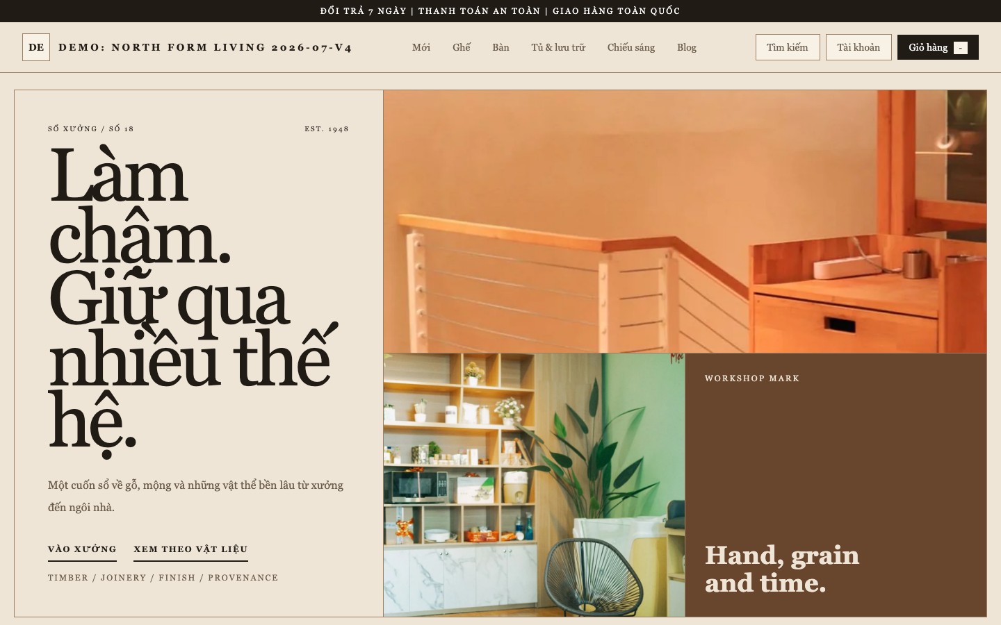 Ảnh chụp thực tế giao diện Furniture Heritage Workshop