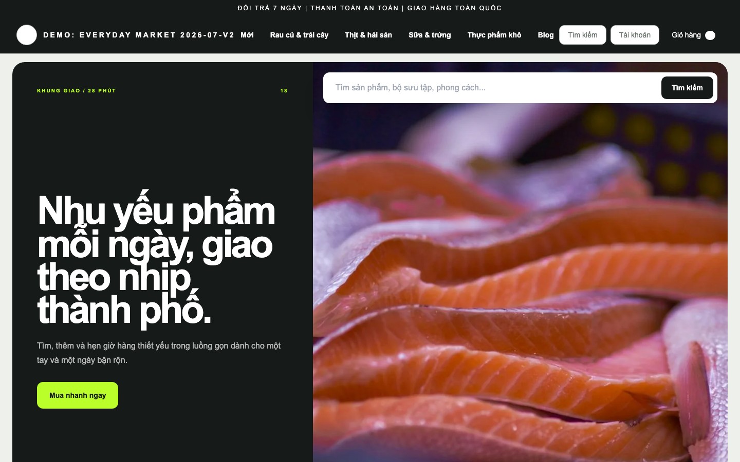 Ảnh chụp thực tế giao diện Supermarket Urban Express
