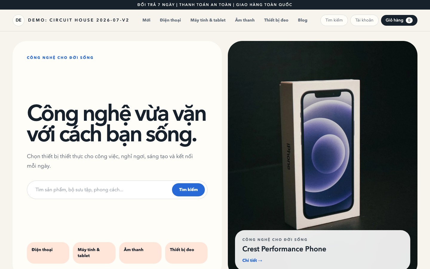 Ảnh chụp thực tế giao diện Technology Human Tech